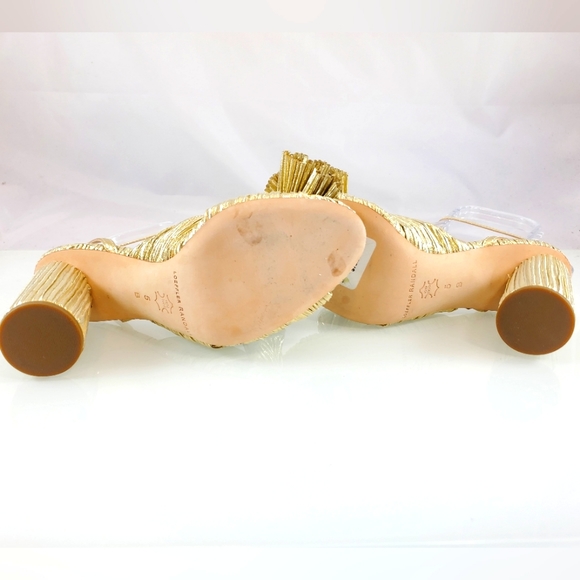 NWB$395 Loeffler Randall Camellia Gold Knotted Lamé Ankle Strap Heel Sandal Sz 5 - Picture 13 of 17